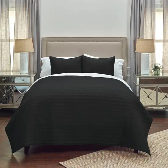 Black Twin 100% Cotton 300 Thread Count Machine Washable Down Alternative Comforter Photo 2