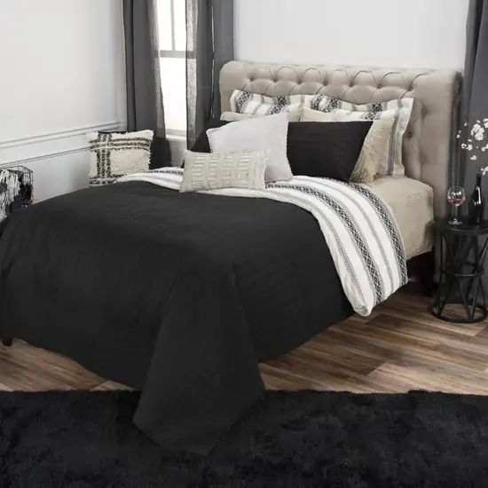 Black Twin 100% Cotton 300 Thread Count Machine Washable Down Alternative Comforter Photo 7