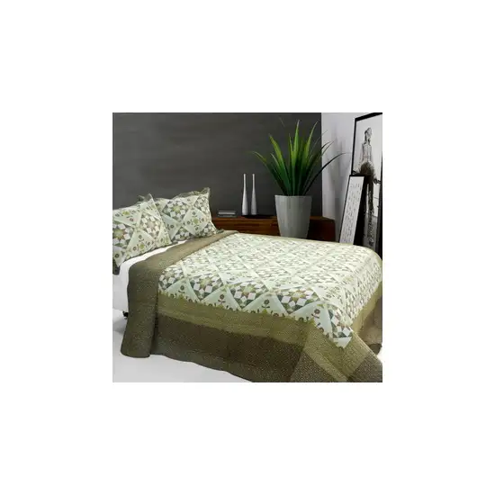 Blooming Flowers -  Cotton 3PC Vermicelli-Quilted Printed Quilt Set (Full/Queen Size) Photo 2