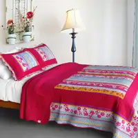 Photo of Blooming Garden - Cotton 3PC Vermicelli-Quilted Patchwork Quilt Set (Full/Queen Size)