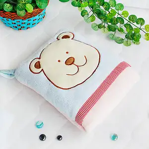 Photo of Blue Bear - Fleece Throw Blanket Pillow Cushion / Travel Pillow Blanket (28.3 by 35.1 inches)