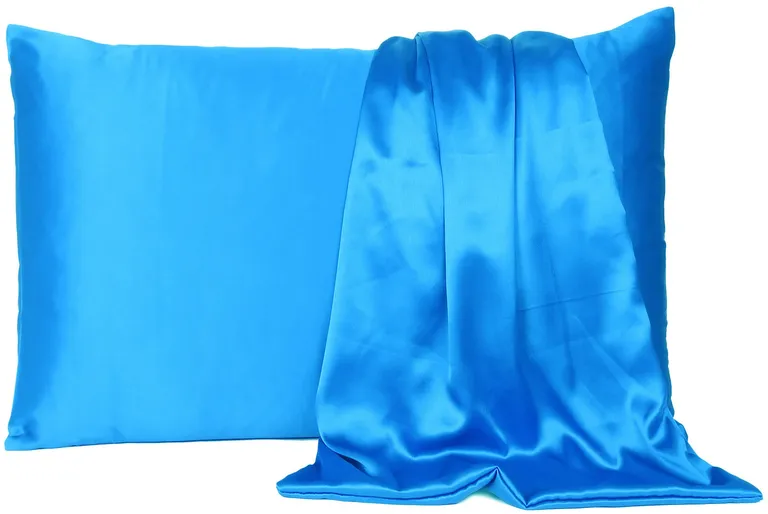 Blue Dreamy Set Of 2 Silky Satin King Pillowcases Photo 1