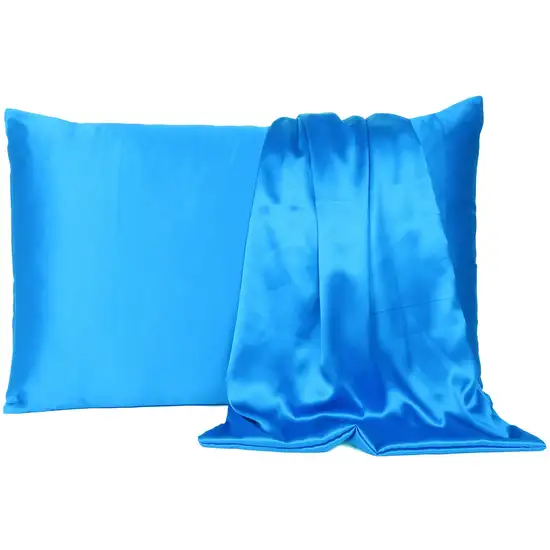 Blue Dreamy Set Of 2 Silky Satin King Pillowcases Photo 1