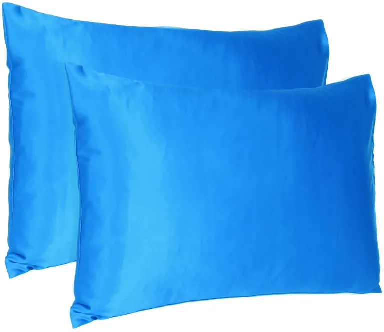 Blue Dreamy Set Of 2 Silky Satin King Pillowcases Photo 4