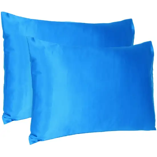 Blue Dreamy Set Of 2 Silky Satin King Pillowcases Photo 4