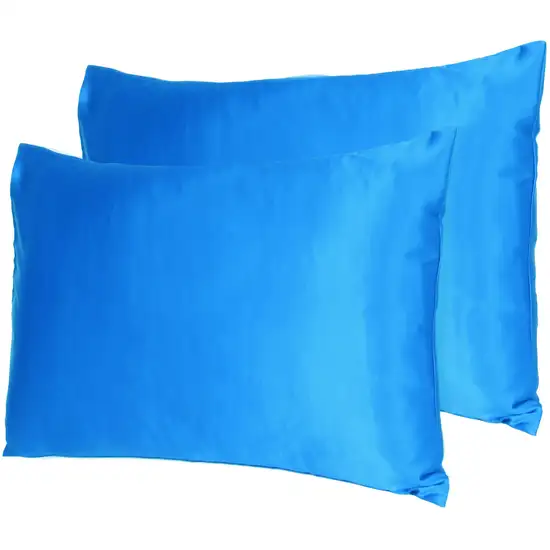 Blue Dreamy Set Of 2 Silky Satin Queen Pillowcases Photo 7