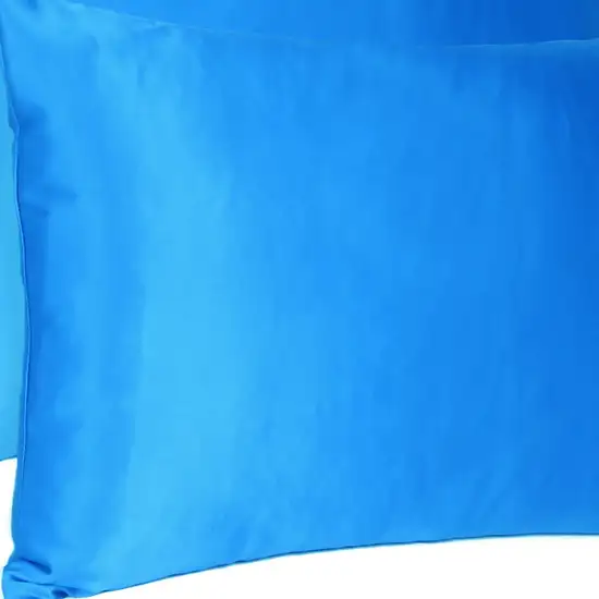 Blue Dreamy Set Of 2 Silky Satin Standard Pillowcases Photo 6