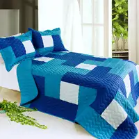 Photo of Blue Hour - 3PC Vermicelli-Quilted Patchwork Quilt Set (Full/Queen Size)