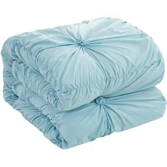 Blue King PolYester 180 Thread Count Washable Down Comforter Set Photo 2