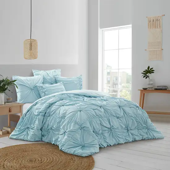 Blue King PolYester 180 Thread Count Washable Down Comforter Set Photo 4