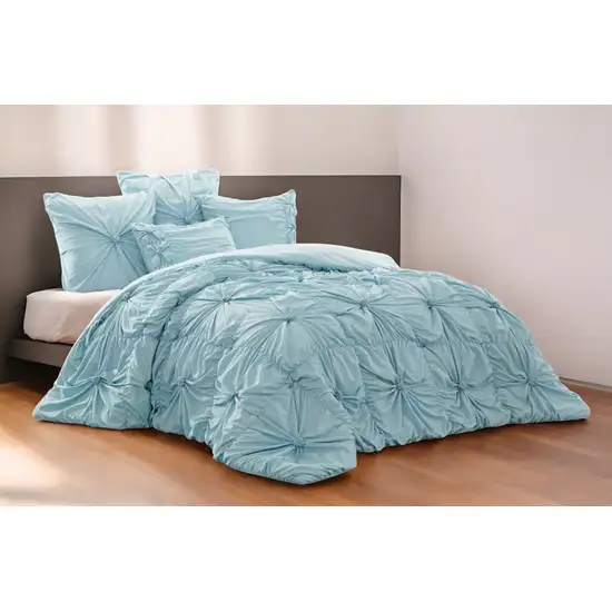 Blue King Polyester 180 Thread Count Washable Down Comforter Set Photo 1