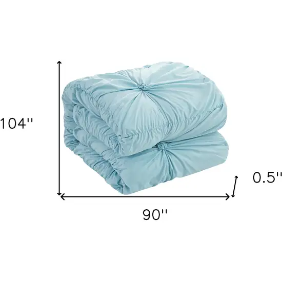 Blue King Polyester 180 Thread Count Washable Down Comforter Set Photo 7