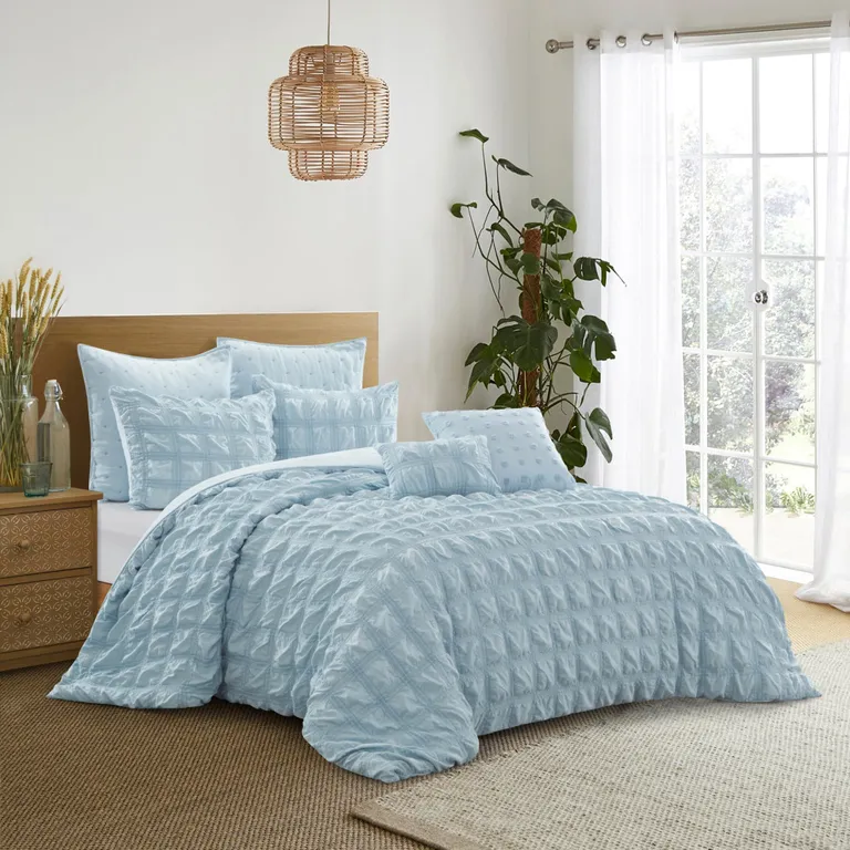 Blue King PolYester 180 Thread Count Washable Duvet Cover Set Photo 5