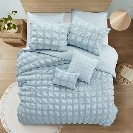 Blue King PolYester 180 Thread Count Washable Duvet Cover Set Photo 6