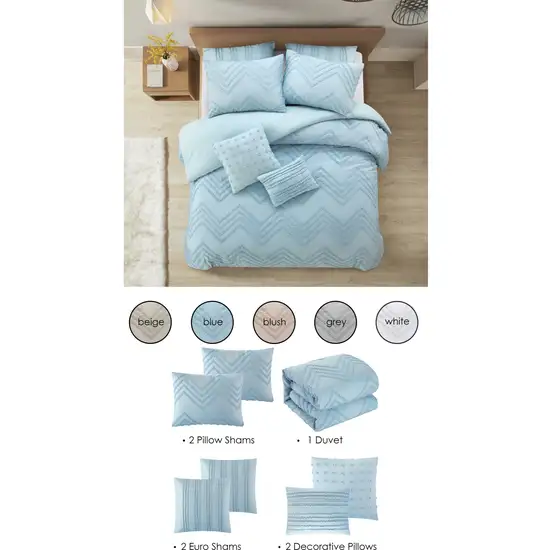 Blue King PolYester 180 Thread Count Washable Duvet Cover Set Photo 2