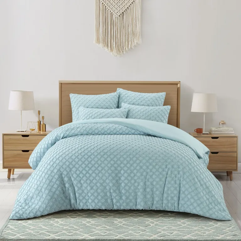 Blue King PolYester 140 Thread Count Washable Duvet Cover Set Photo 4