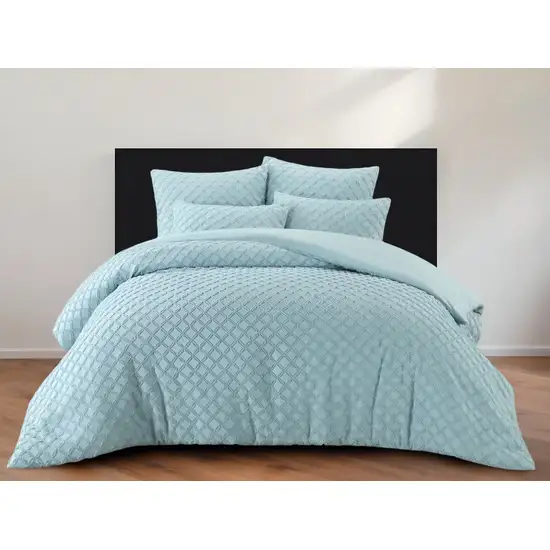 Blue King Polyester 140 Thread Count Washable Duvet Cover Set Photo 1