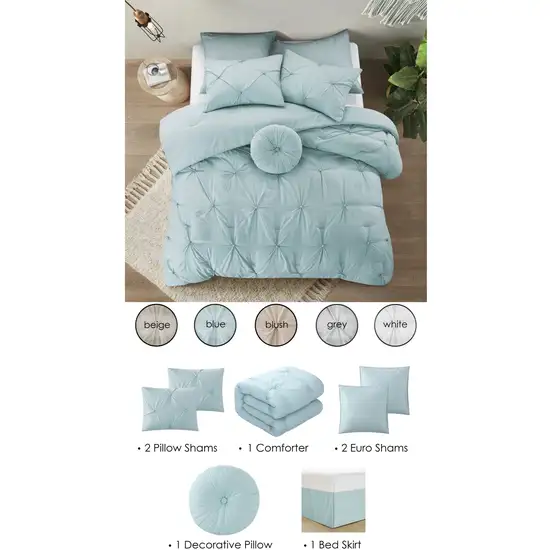 Blue King Polyester 140 Thread Count Washable Down Comforter Set Photo 1