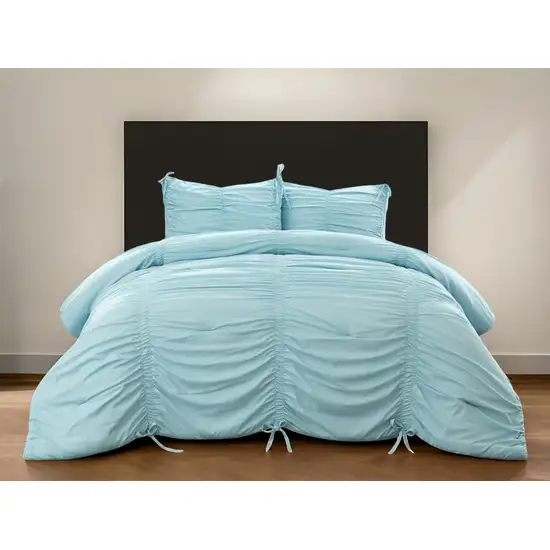 Blue King Polyester 180 Thread Count Washable Down Comforter Set Photo 2