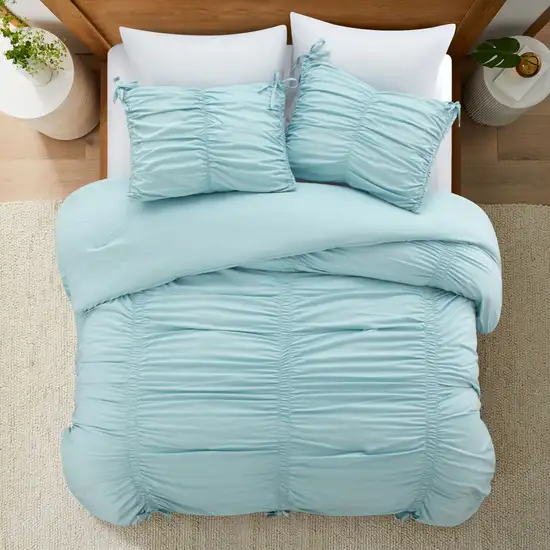 Blue King Polyester 180 Thread Count Washable Down Comforter Set Photo 5