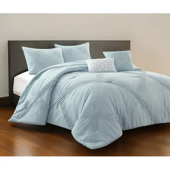 Blue King Polyester 180 Thread Count Washable Down Comforter Set Photo 1