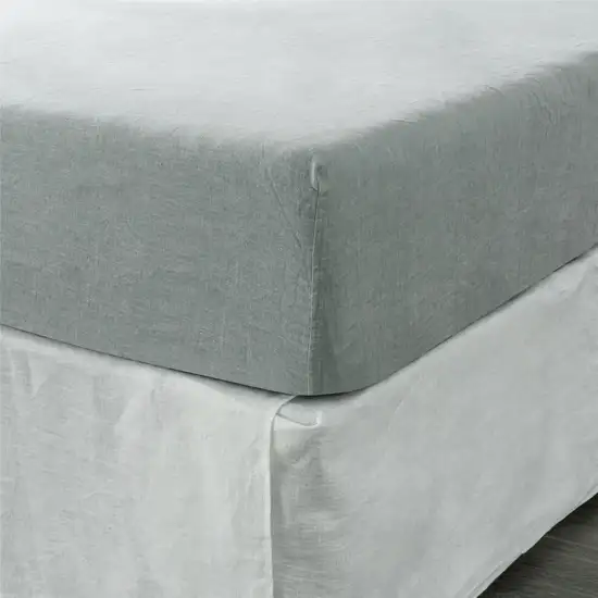 Blue Linen California King Fitted sheet Photo 5