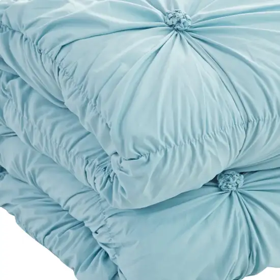 Blue Queen Polyester 180 Thread Count Washable Down Comforter Set Photo 5