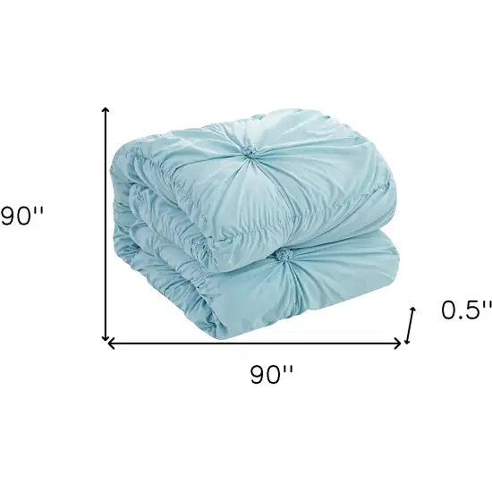 Blue Queen Polyester 180 Thread Count Washable Down Comforter Set Photo 8