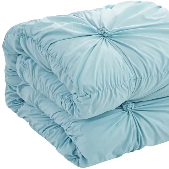 Blue Queen Polyester 180 Thread Count Washable Down Comforter Set Photo 6