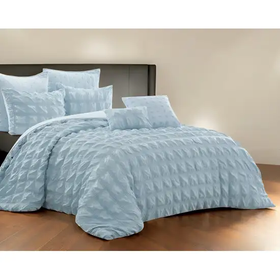 Blue Queen Polyester 180 Thread Count Washable Duvet Cover Set Photo 2