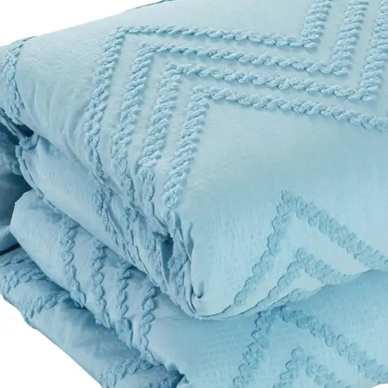 Blue Queen Polyester 180 Thread Count Washable Duvet Cover Set Photo 6