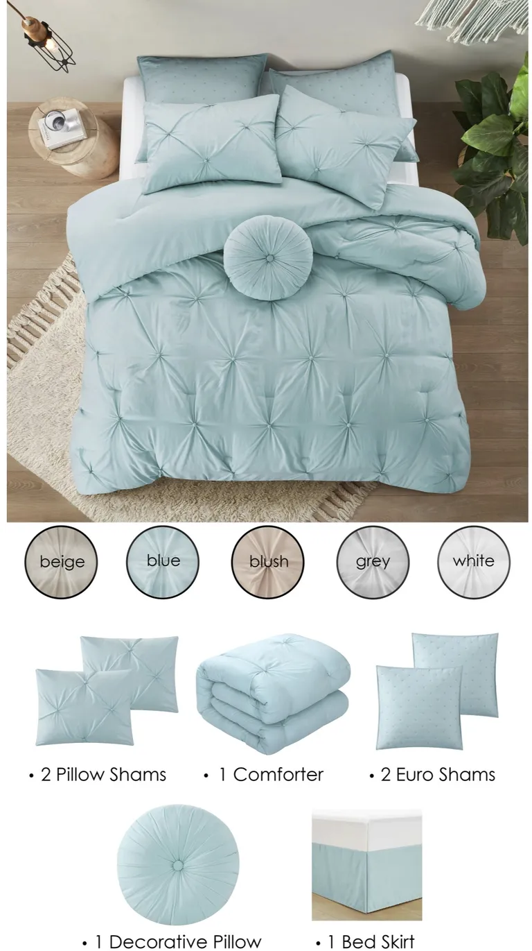 Blue Queen Polyester 140 Thread Count Washable Down Comforter Set Photo 1