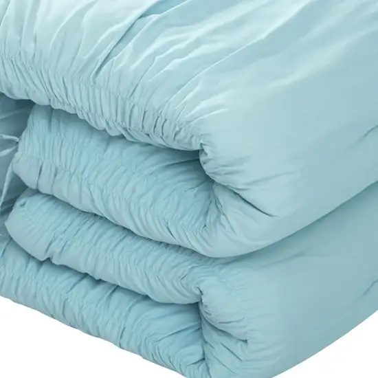 Blue Queen Polyester 180 Thread Count Washable Down Comforter Set Photo 5