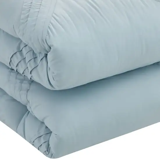 Blue Queen Polyester 180 Thread Count Washable Down Comforter Set Photo 5