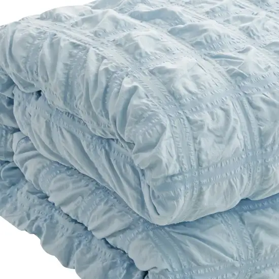 Blue Twin Polyester 180 Thread Count Washable Duvet Cover Set Photo 6