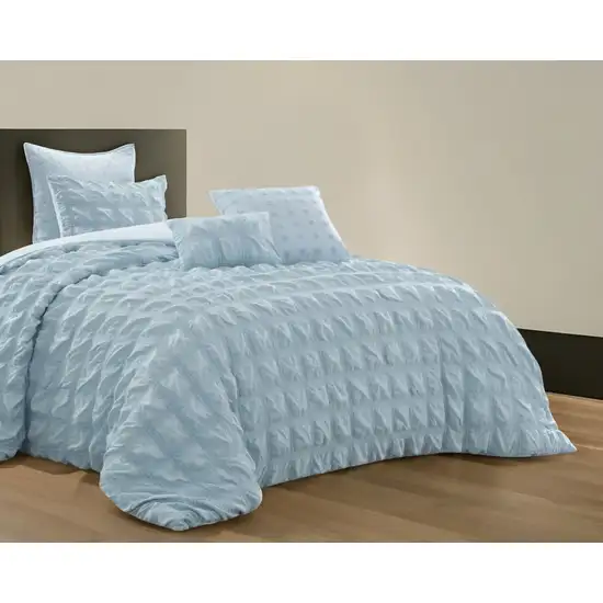 Blue Twin Polyester 180 Thread Count Washable Duvet Cover Set Photo 2