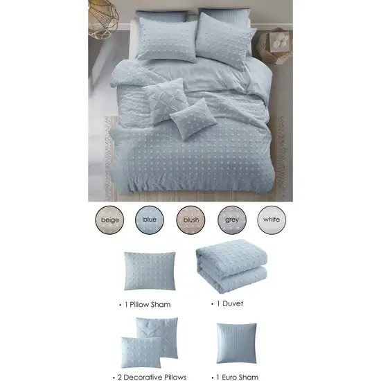 Blue Twin PolYester 220 Thread Count Washable Duvet Cover Set Photo 3