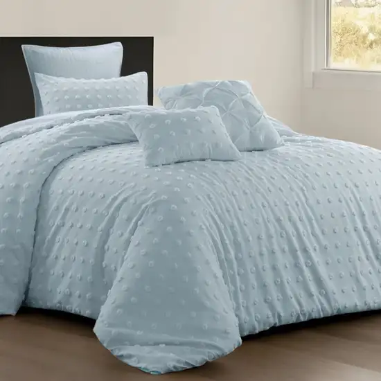 Blue Twin Polyester 220 Thread Count Washable Duvet Cover Set Photo 1