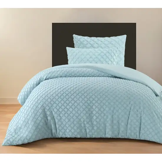 Blue Twin Polyester 180 Thread Count Washable Duvet Cover Set Photo 2