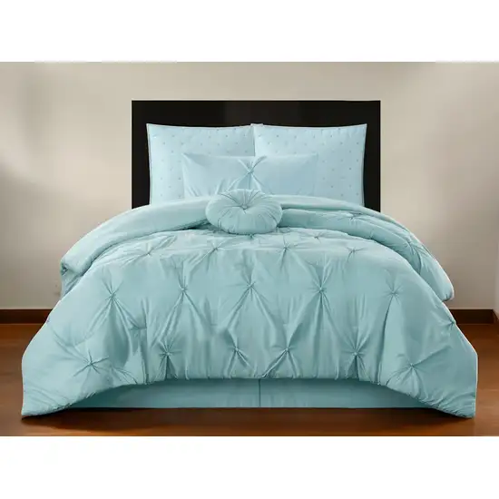 Blue Twin Polyester 180 Thread Count Washable Down Comforter Set Photo 1