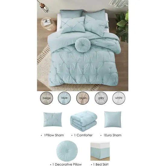 Blue Twin Polyester 180 Thread Count Washable Down Comforter Set Photo 4