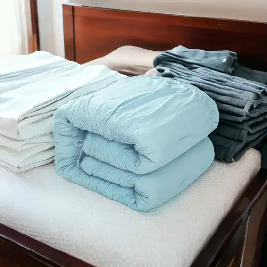 Blue Twin Polyester 180 Thread Count Washable Down Comforter Set Photo 7