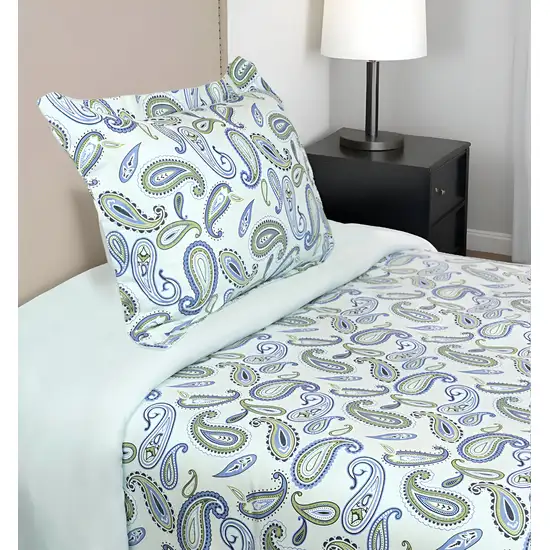 Blue and Green  Cotton Blend 0 Thread Count Washable Duvet Cover Set Photo 2