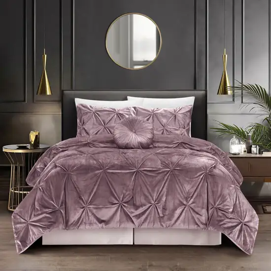 Blush King PolYester 130 Thread Count Washable Down Comforter Set Photo 6