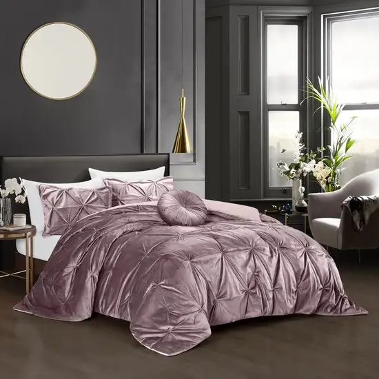 Blush King PolYester 130 Thread Count Washable Down Comforter Set Photo 7