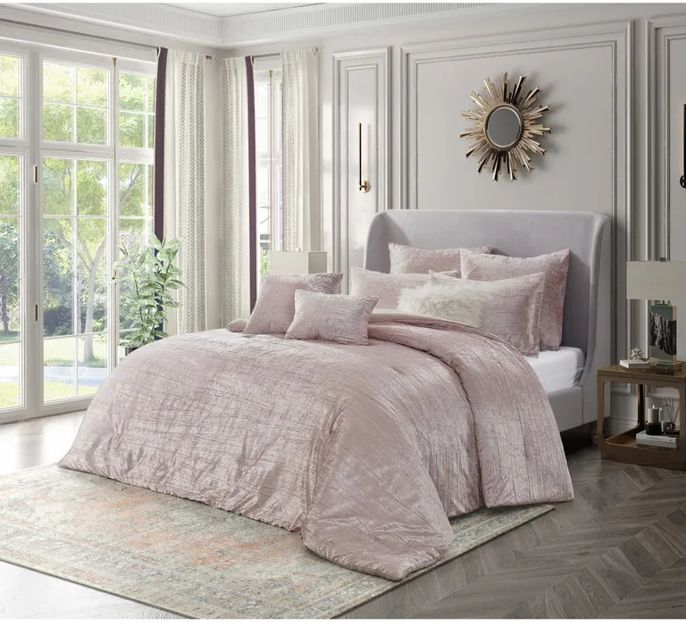 Blush King PolYester 180 Thread Count Washable Down Comforter Set Photo 5