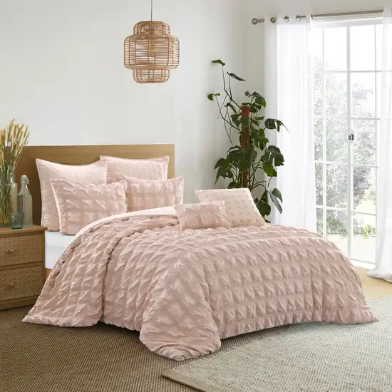 Blush King PolYester 180 Thread Count Washable Duvet Cover Set Photo 5