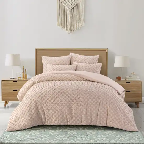 Blush King PolYester 140 Thread Count Washable Duvet Cover Set Photo 4