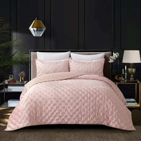 Blush King Polyester 220 Thread Count Washable Down Comforter Set Photo 5