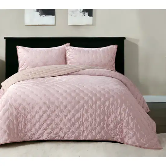 Blush King Polyester 220 Thread Count Washable Down Comforter Set Photo 1